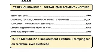 Tarif camping rÃ©actualisÃ©